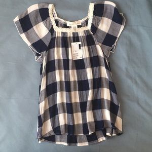 H&M LOGG | Checkered / Gingham Lace Modal Blouse